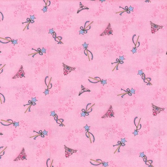 Fabric Traditions Pink Princess Wands Cotton Fabric